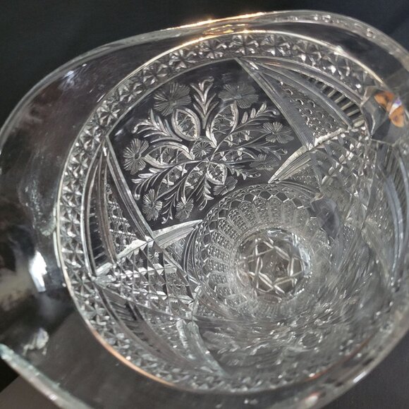 Indiana Glass Cut Glass Pitcher 10" Intricate Floral Design Vintage Clear Crysta - Picture 3 of 11